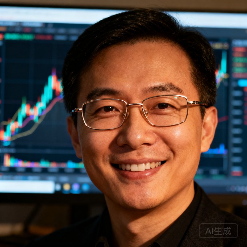 首席数据科学家林雅文的半身肖像照，戴着眼镜微笑，身后是数据可视化屏幕。